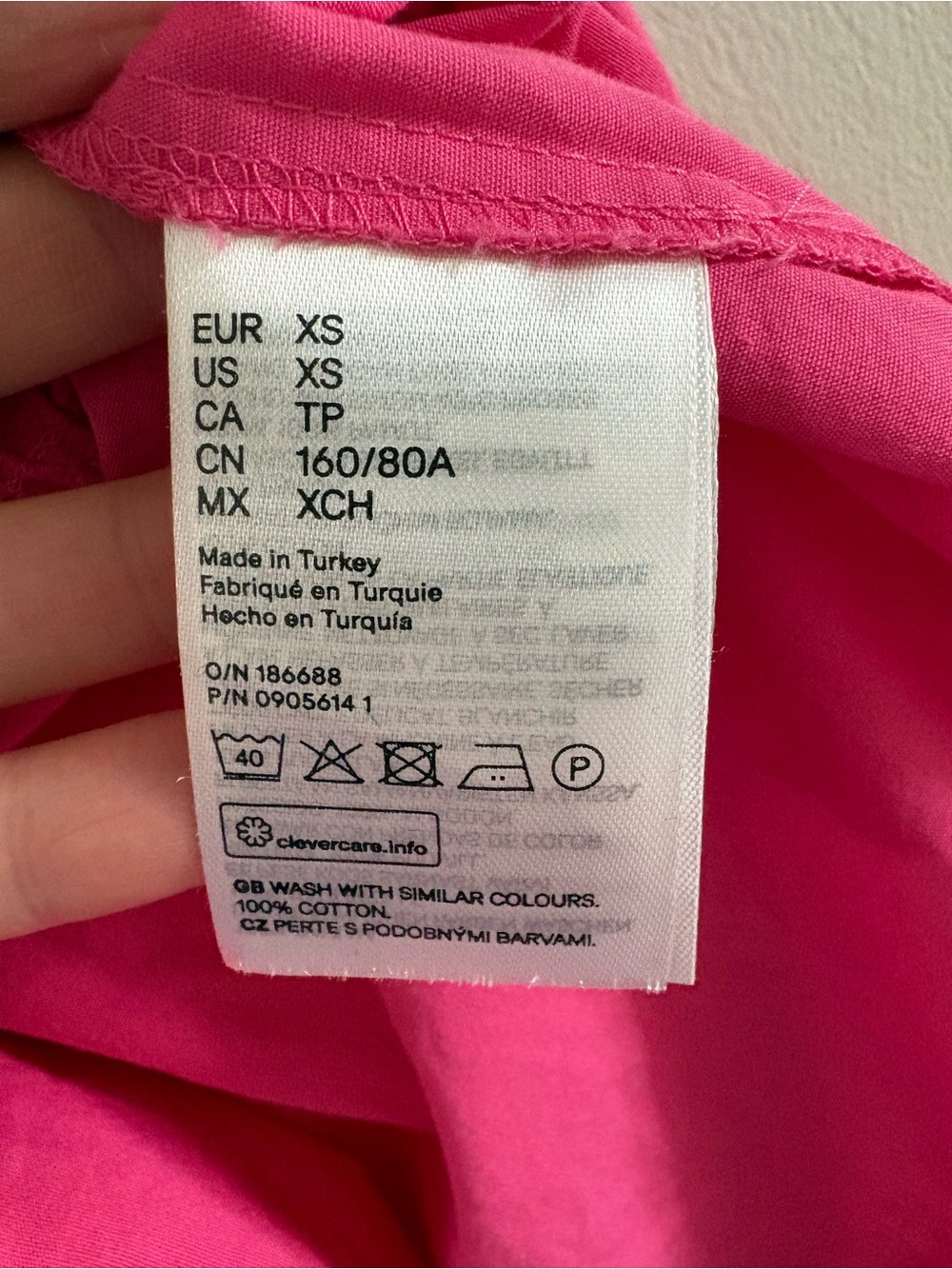 H&M Cerise Pink Smocked Puff Sleeve Dress XS Oversized Babydoll Cottagecore - Picture 4 of 8
